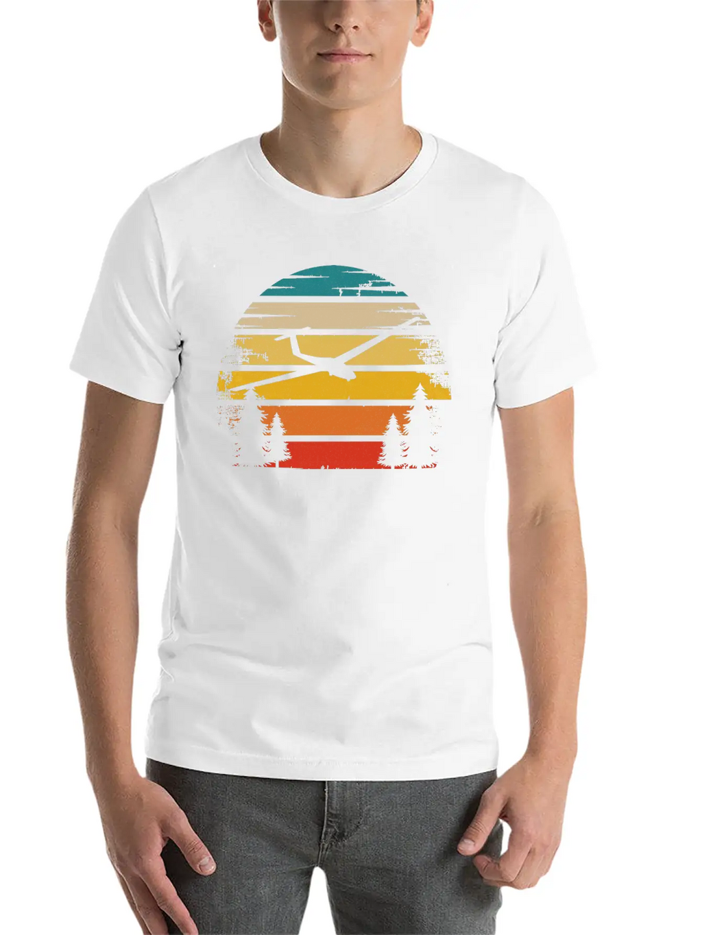 Retro Sun And Sailplane - (B) Classic Cotton Tee – Unisex Comfort For Any Season