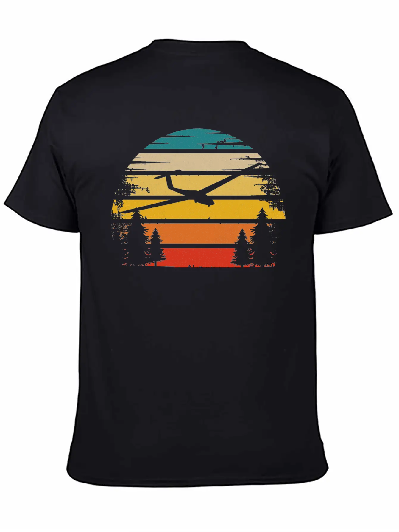 Retro Sun And Sailplane - (B) Classic Cotton Tee – Unisex Comfort For Any Season