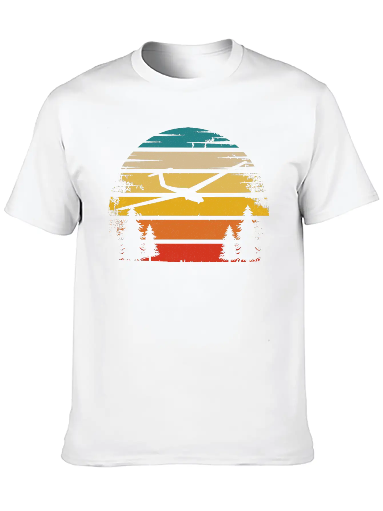 Retro Sun And Sailplane - (B) Classic Cotton Tee – Unisex Comfort For Any Season