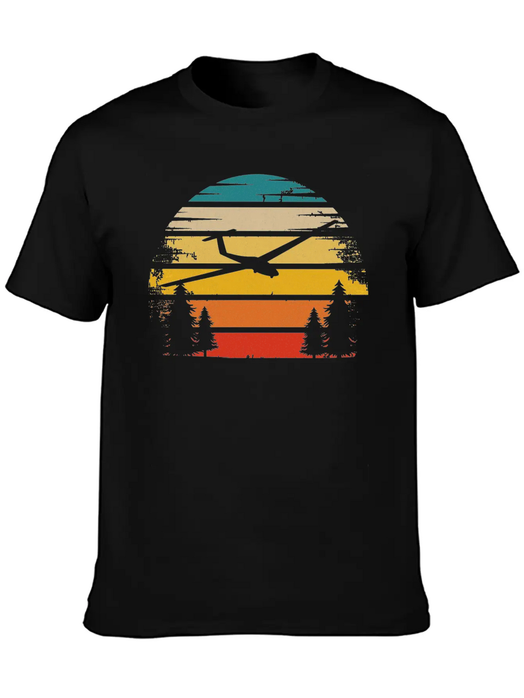 Retro Sun And Sailplane - (B) Classic Cotton Tee – Unisex Comfort For Any Season