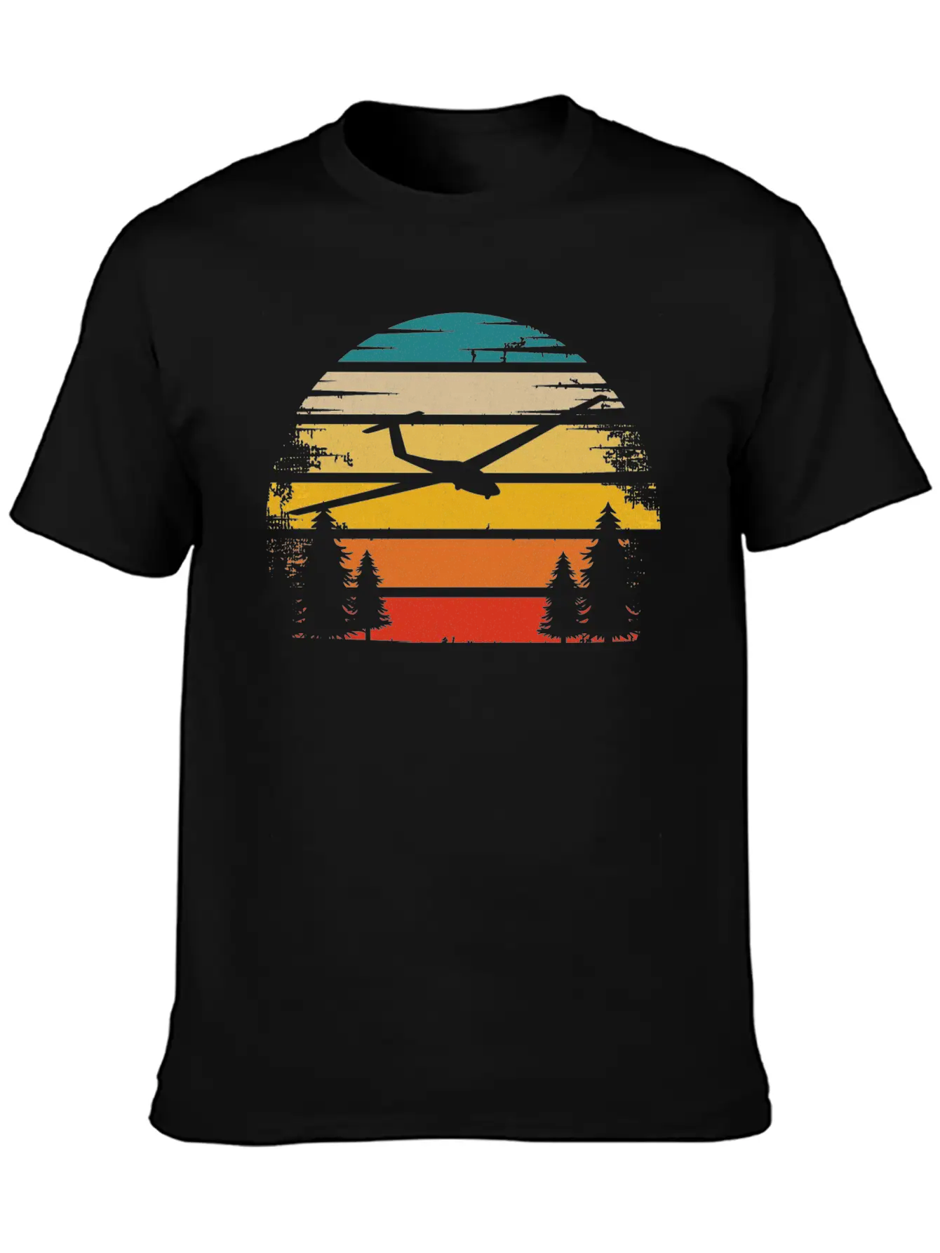 Retro Sun And Sailplane - (B) Classic Cotton Tee – Unisex Comfort For Any Season