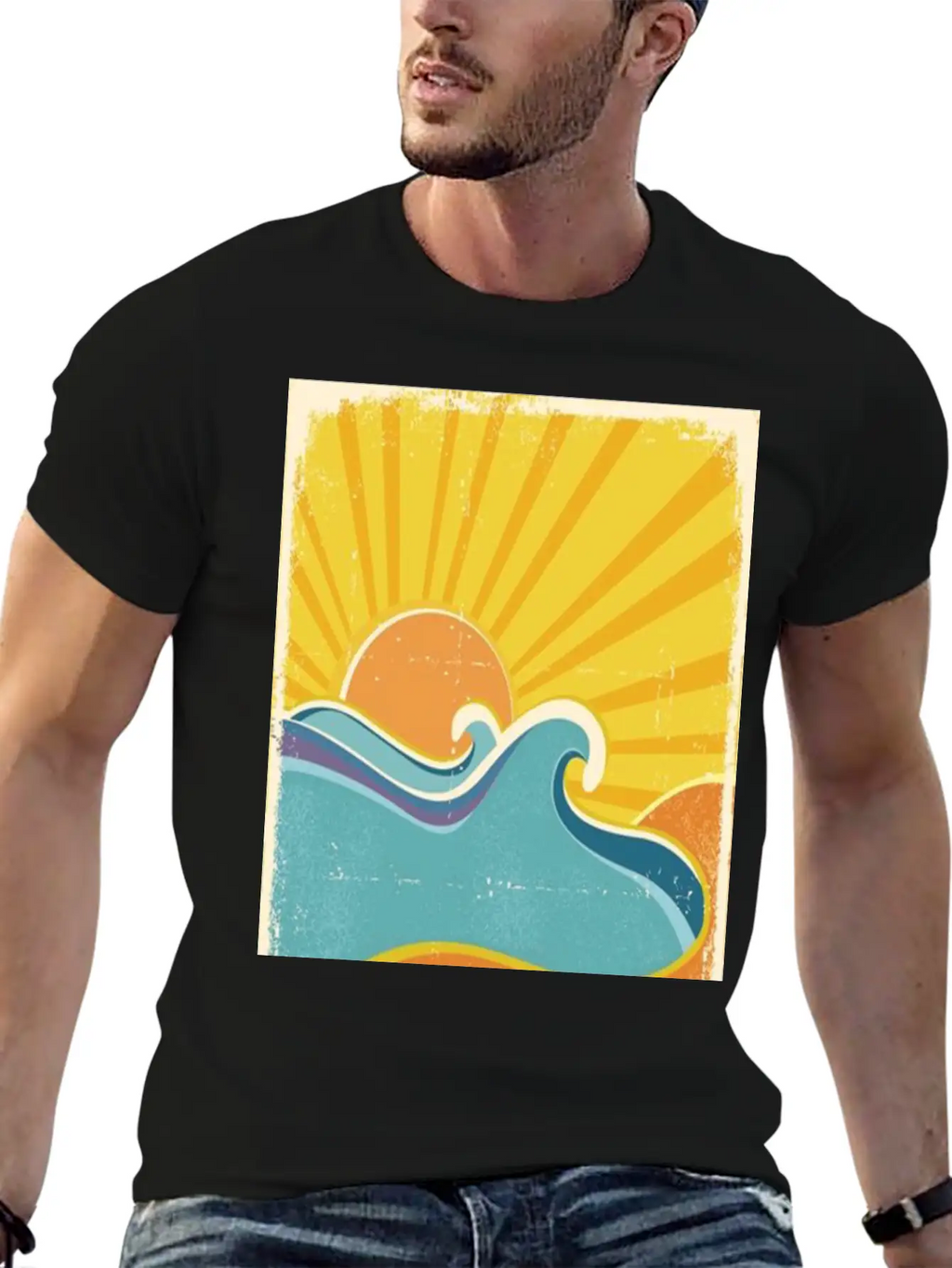 Retro Sun Breathable Soft Cotton T-Shirt – Timeless Casual Look
