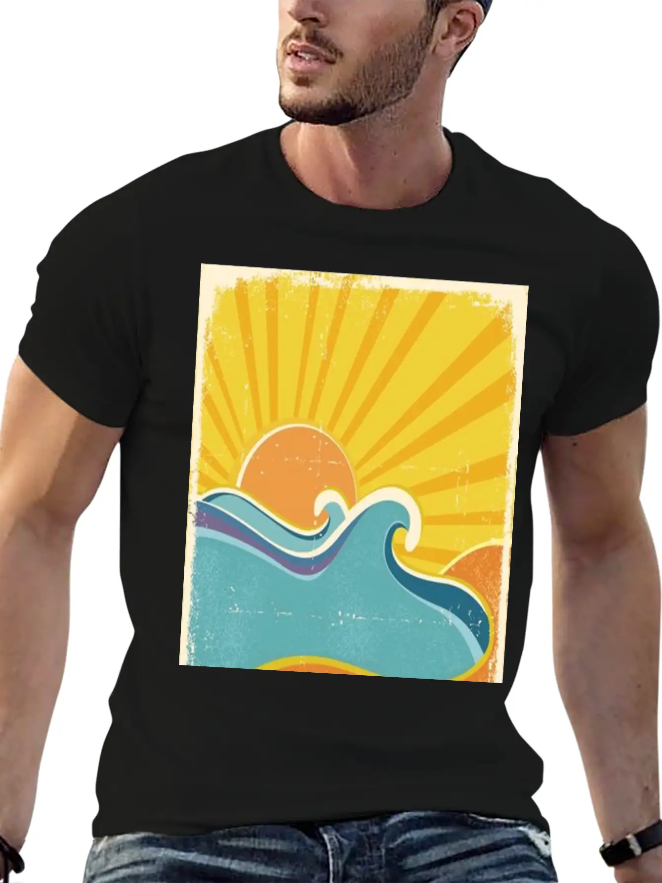 Retro Sun Breathable Soft Cotton T-Shirt – Timeless Casual Look