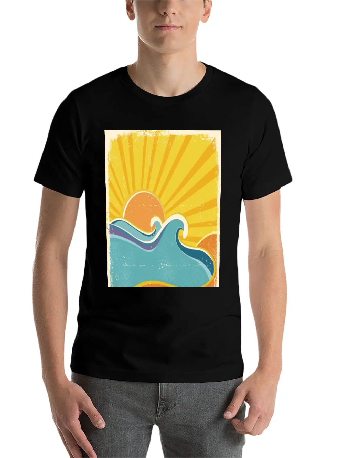 Retro Sun Breathable Soft Cotton T-Shirt – Timeless Casual Look