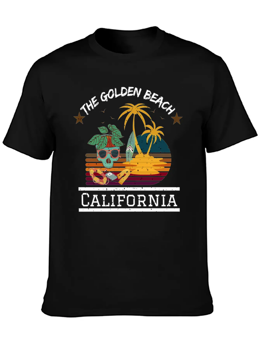 Retro Sunrise Desi, The Golden Beach , California Stylish Everyday T-Shirt – Unisex Basic Cotton Tee