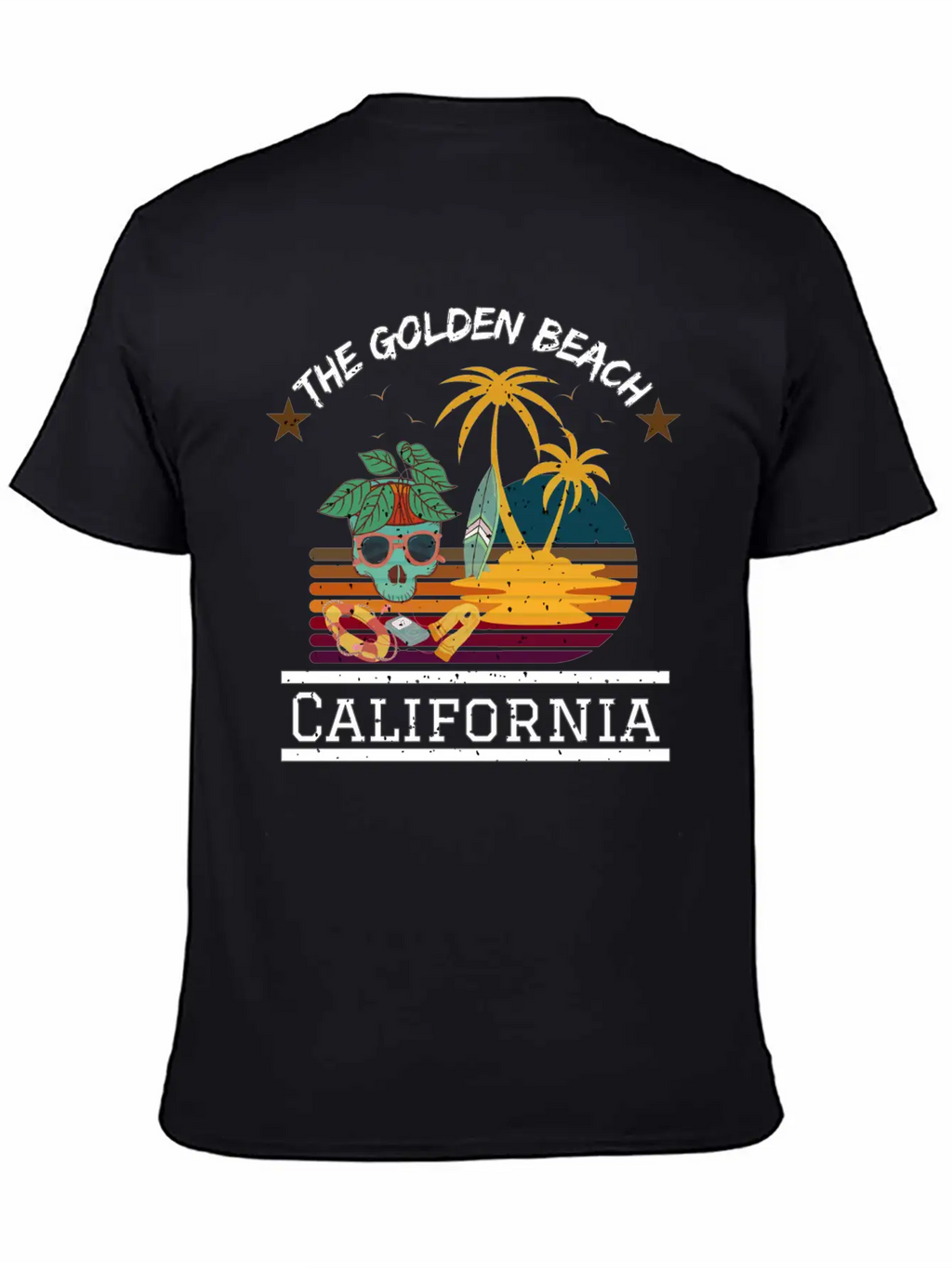 Retro Sunrise Desi, The Golden Beach , California Stylish Everyday T-Shirt – Unisex Basic Cotton Tee