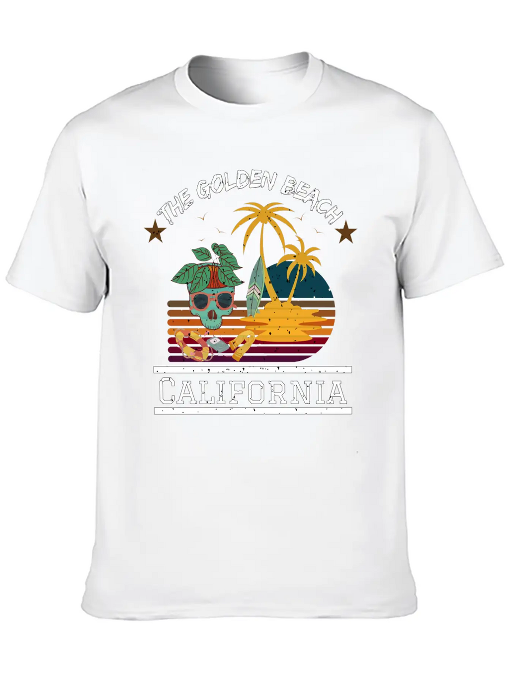 Retro Sunrise Desi, The Golden Beach , California Stylish Everyday T-Shirt – Unisex Basic Cotton Tee