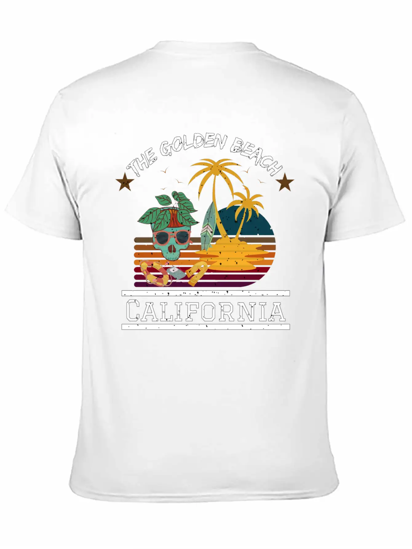 Retro Sunrise Desi, The Golden Beach , California Stylish Everyday T-Shirt – Unisex Basic Cotton Tee