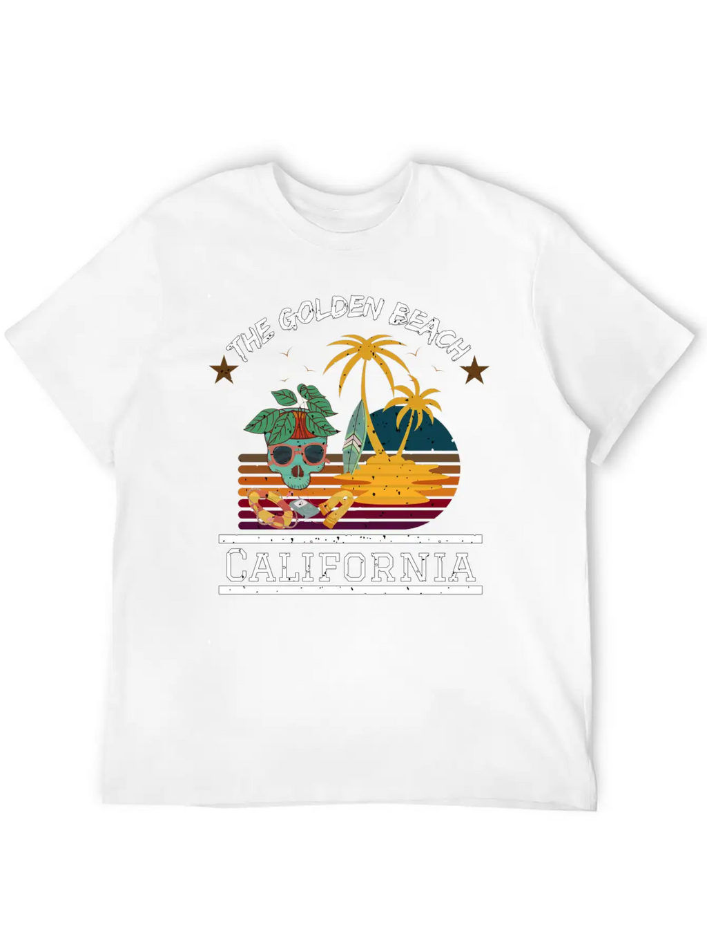 Retro Sunrise Desi, The Golden Beach , California Stylish Everyday T-Shirt – Unisex Basic Cotton Tee