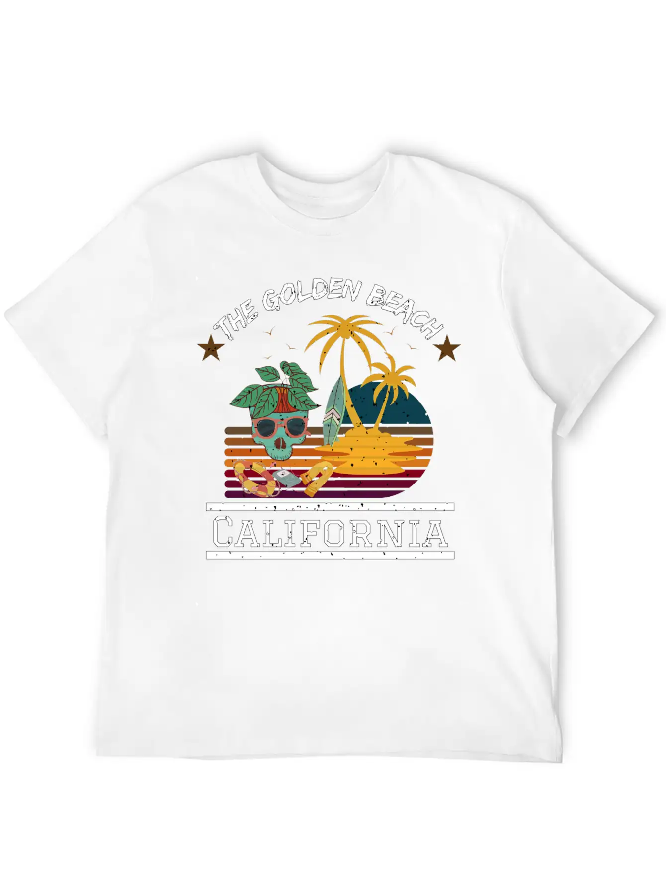 Retro Sunrise Desi, The Golden Beach , California Stylish Everyday T-Shirt – Unisex Basic Cotton Tee