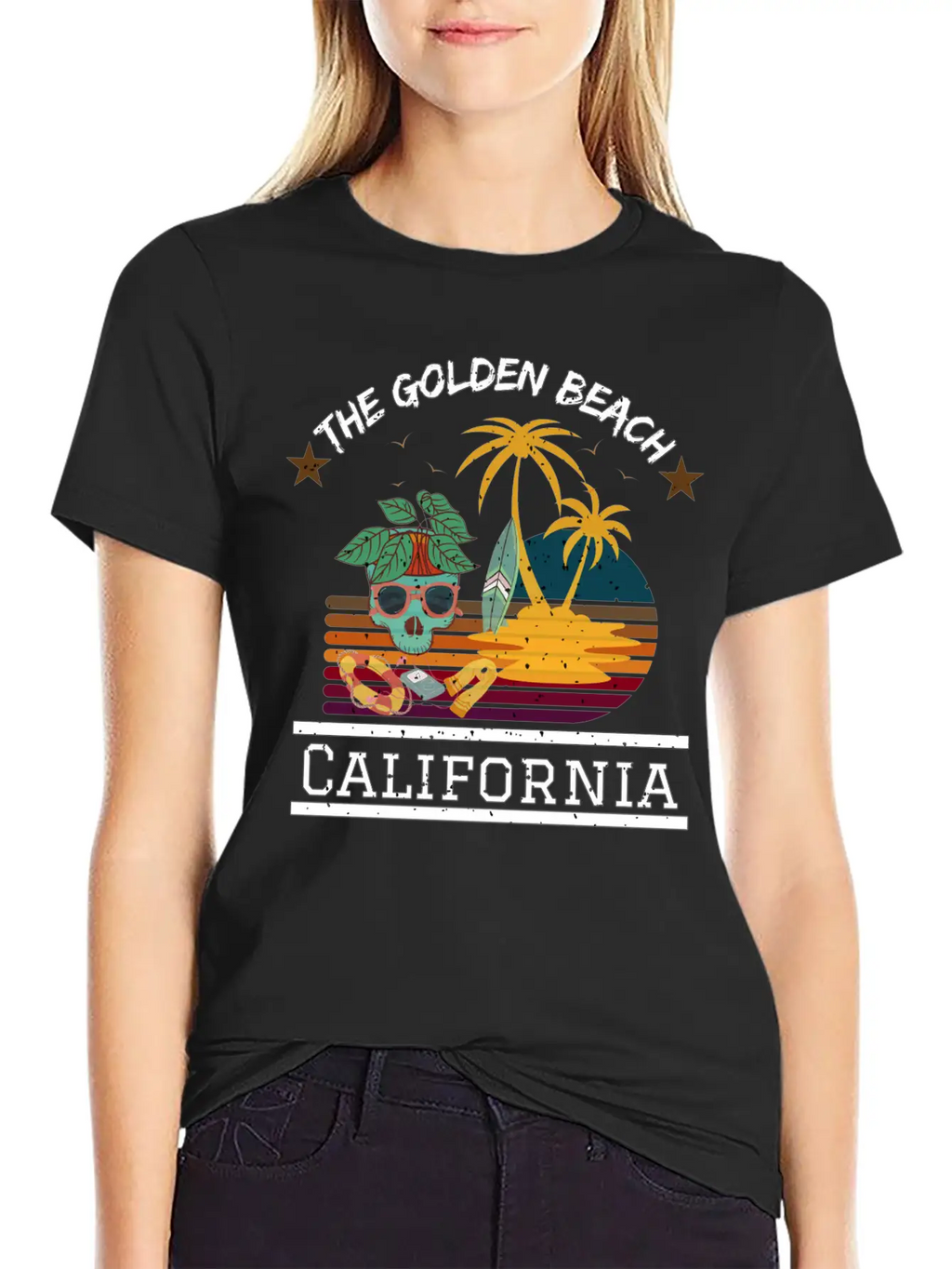 Retro Sunrise Desi, The Golden Beach , California Stylish Everyday T-Shirt – Unisex Basic Cotton Tee