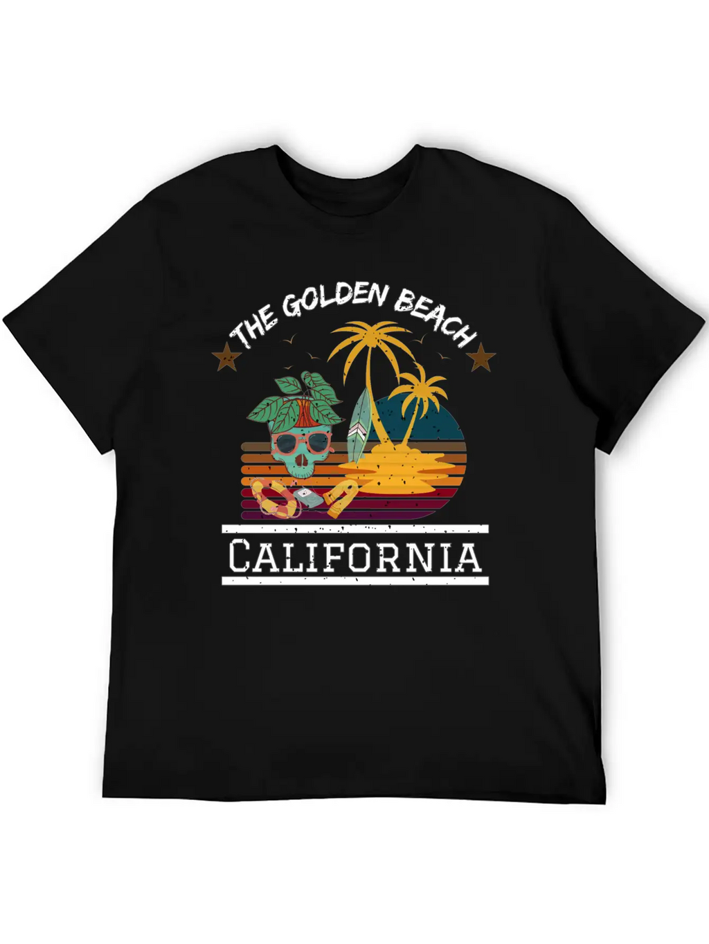 Retro Sunrise Desi, The Golden Beach , California Stylish Everyday T-Shirt – Unisex Basic Cotton Tee