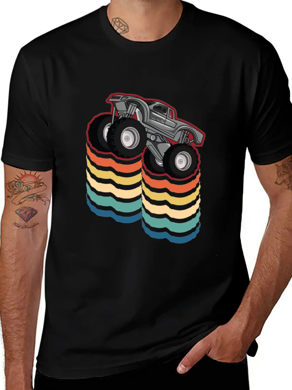 Retro Vintage Monster Truck... Monster Truck Breathable Graphic T-Shirt – Perfect For Casual Days