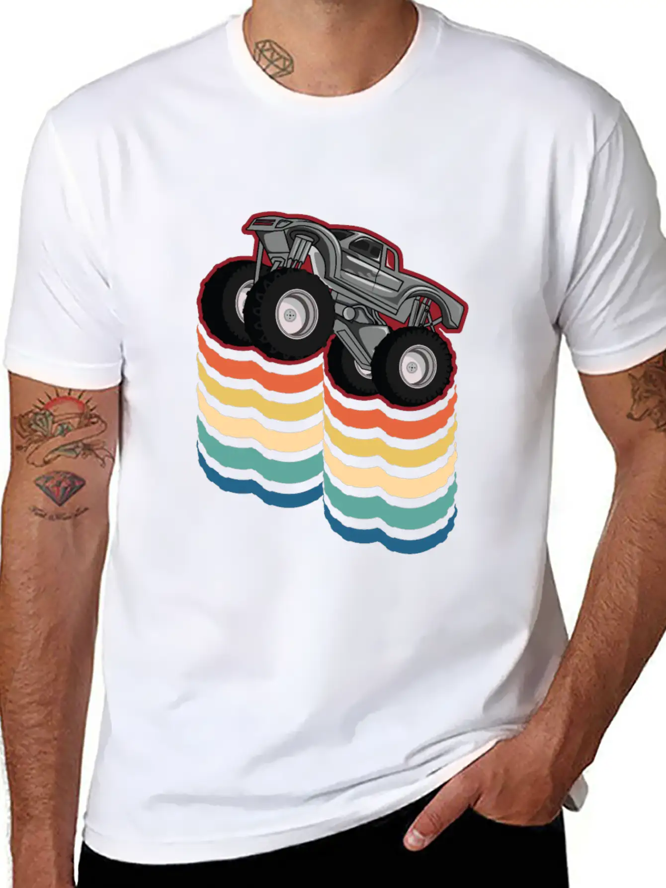 Retro Vintage Monster Truck... Monster Truck Breathable Graphic T-Shirt – Perfect For Casual Days