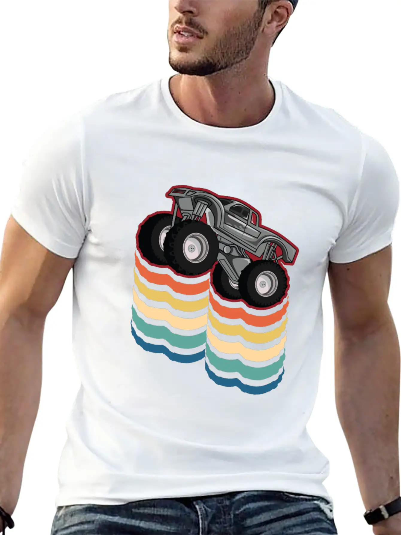 Retro Vintage Monster Truck... Monster Truck Breathable Graphic T-Shirt – Perfect For Casual Days