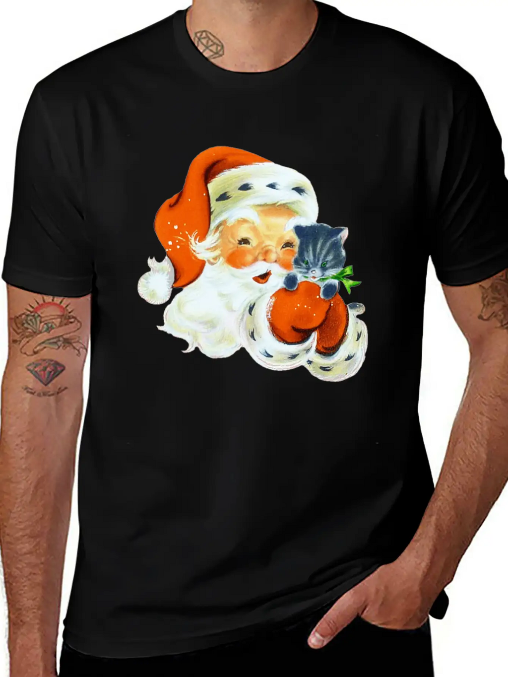 Retro Vintage Pink Santa Claus Christmas Breathable Graphic T-Shirt – Perfect For Casual Days