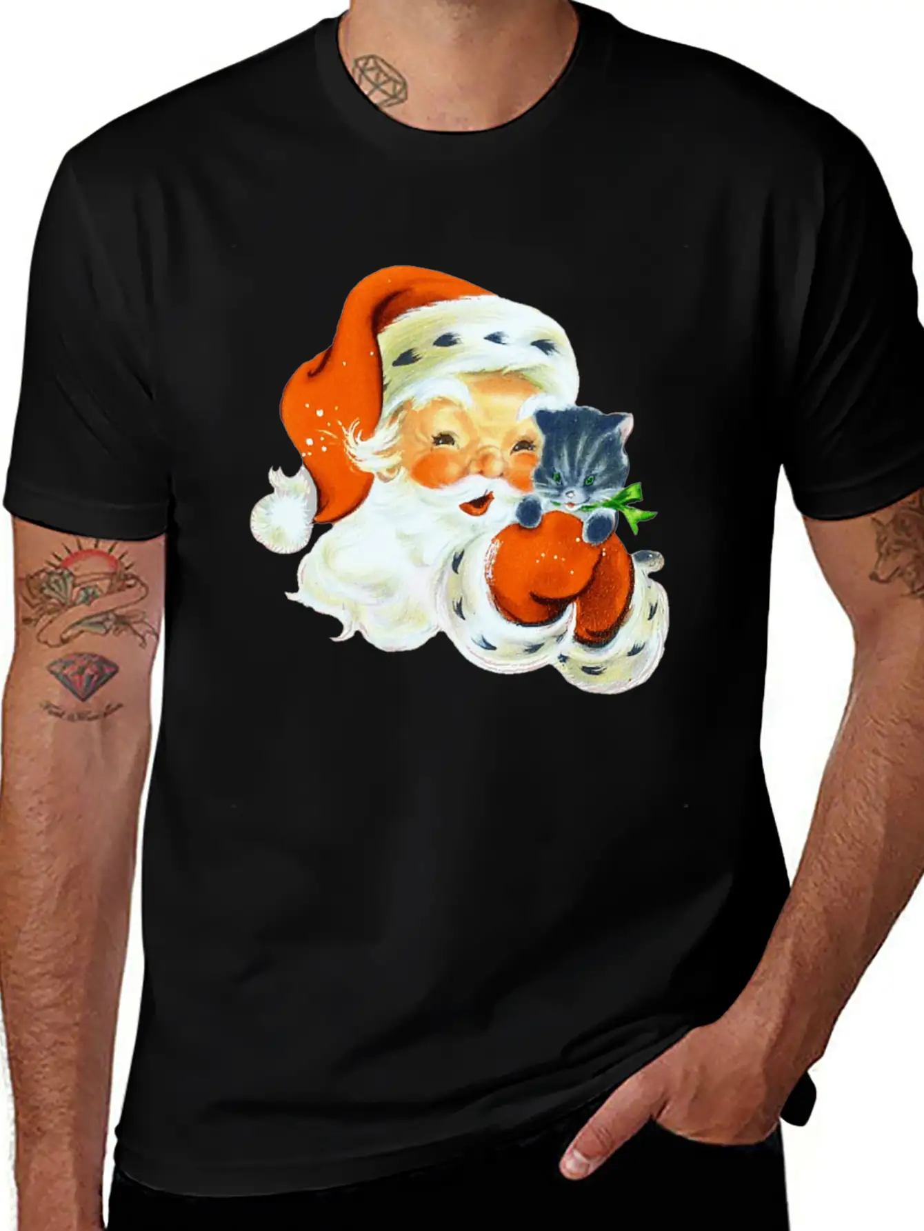 Retro Vintage Pink Santa Claus Christmas Breathable Graphic T-Shirt – Perfect For Casual Days