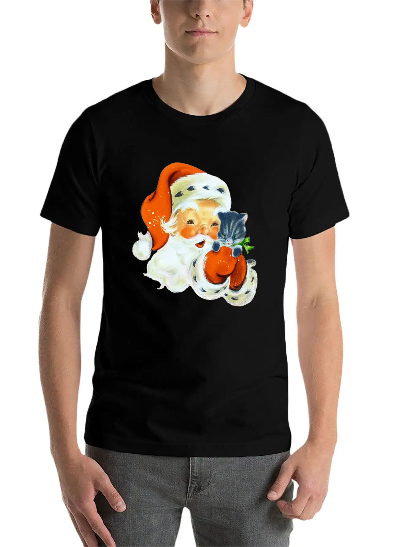 Retro Vintage Pink Santa Claus Christmas Breathable Graphic T-Shirt – Perfect For Casual Days