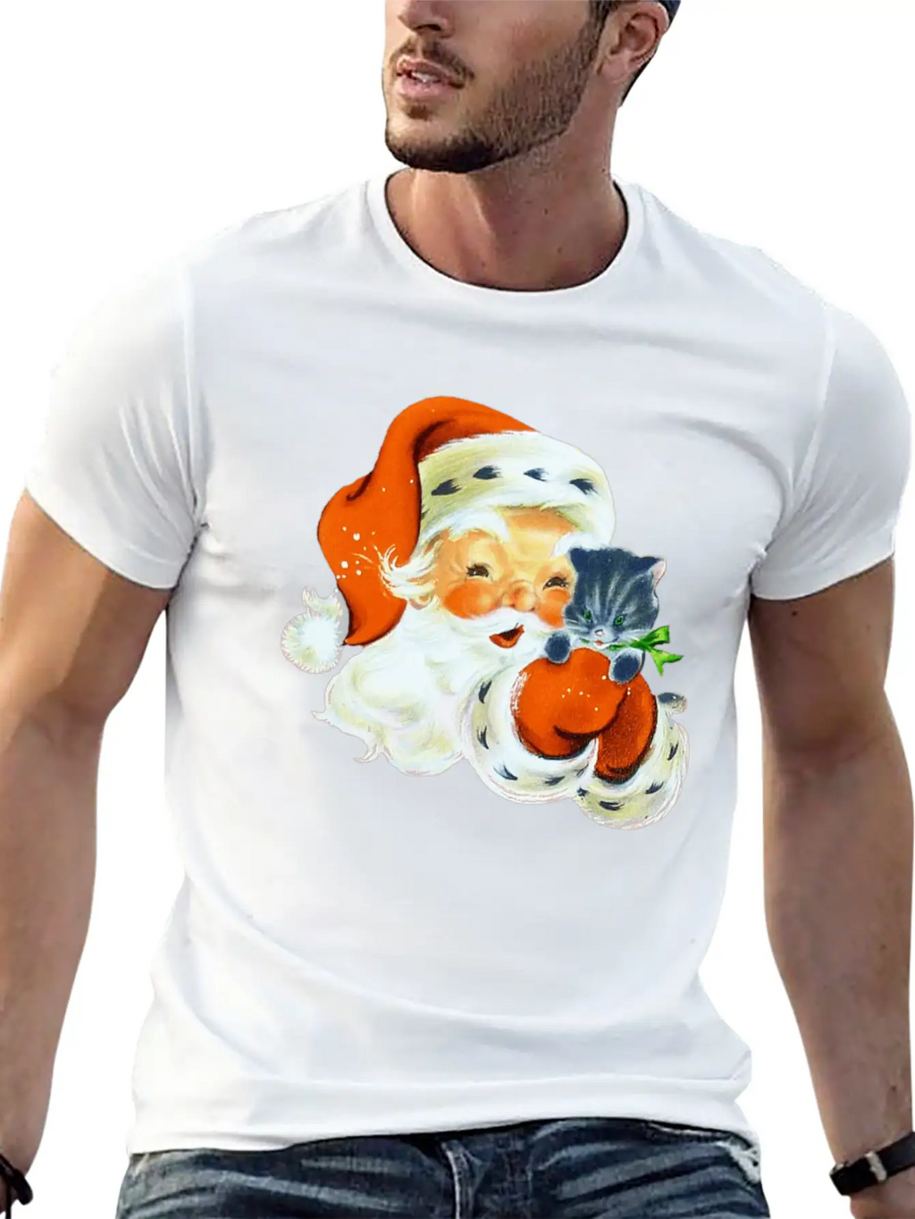 Retro Vintage Pink Santa Claus Christmas Breathable Graphic T-Shirt – Perfect For Casual Days