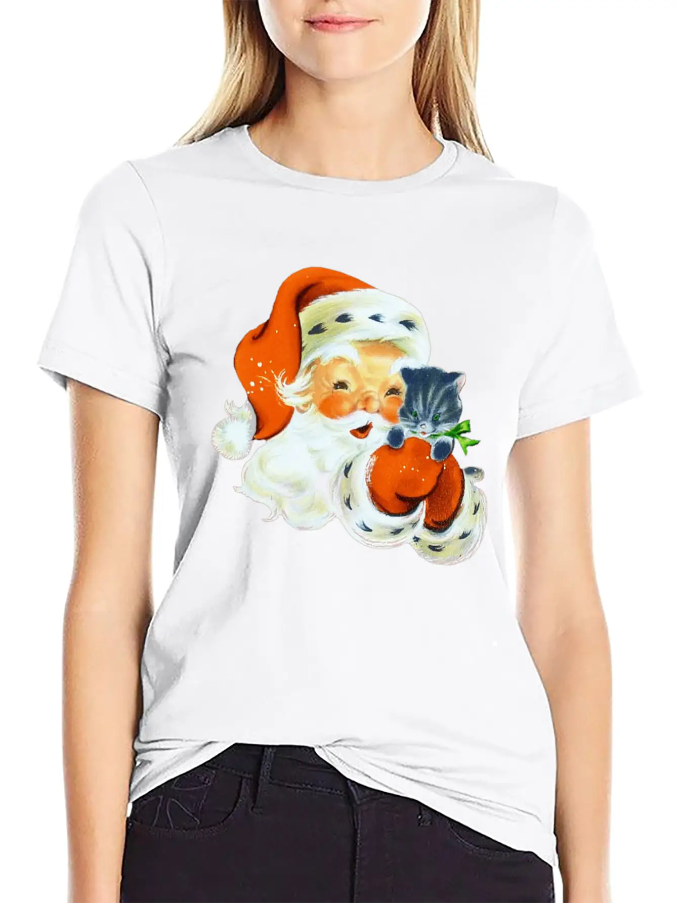 Retro Vintage Pink Santa Claus Christmas Breathable Graphic T-Shirt – Perfect For Casual Days