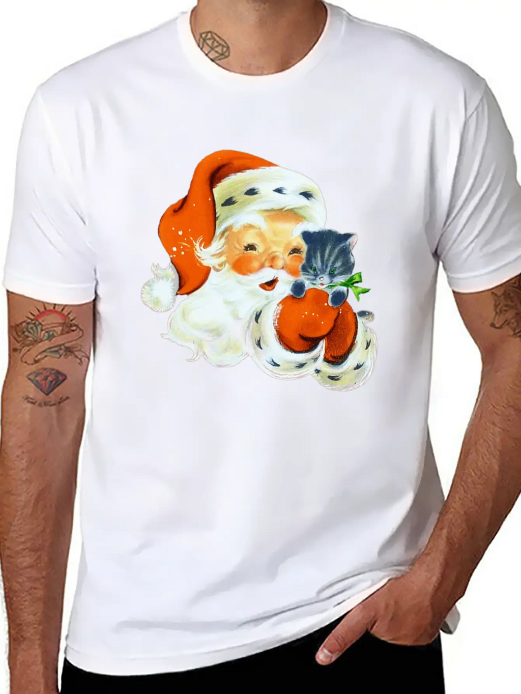 Retro Vintage Pink Santa Claus Christmas Breathable Graphic T-Shirt – Perfect For Casual Days