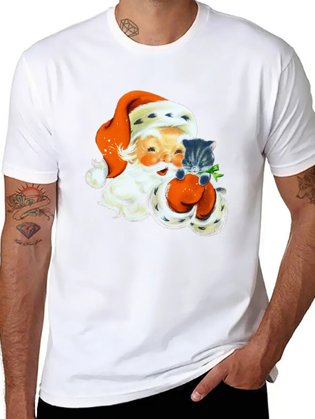 Retro Vintage Pink Santa Claus Christmas Breathable Graphic T-Shirt – Perfect For Casual Days