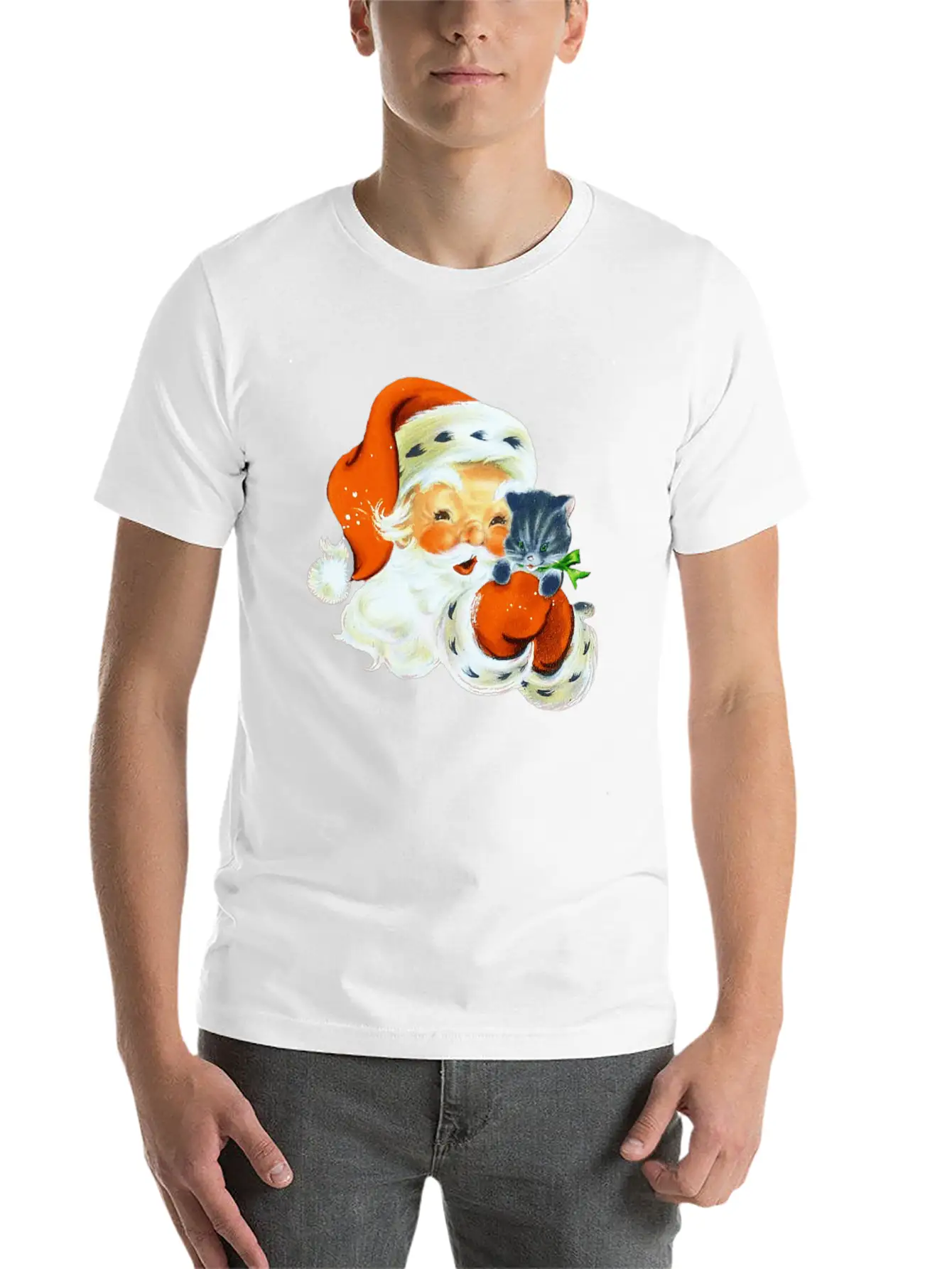 Retro Vintage Pink Santa Claus Christmas Breathable Graphic T-Shirt – Perfect For Casual Days