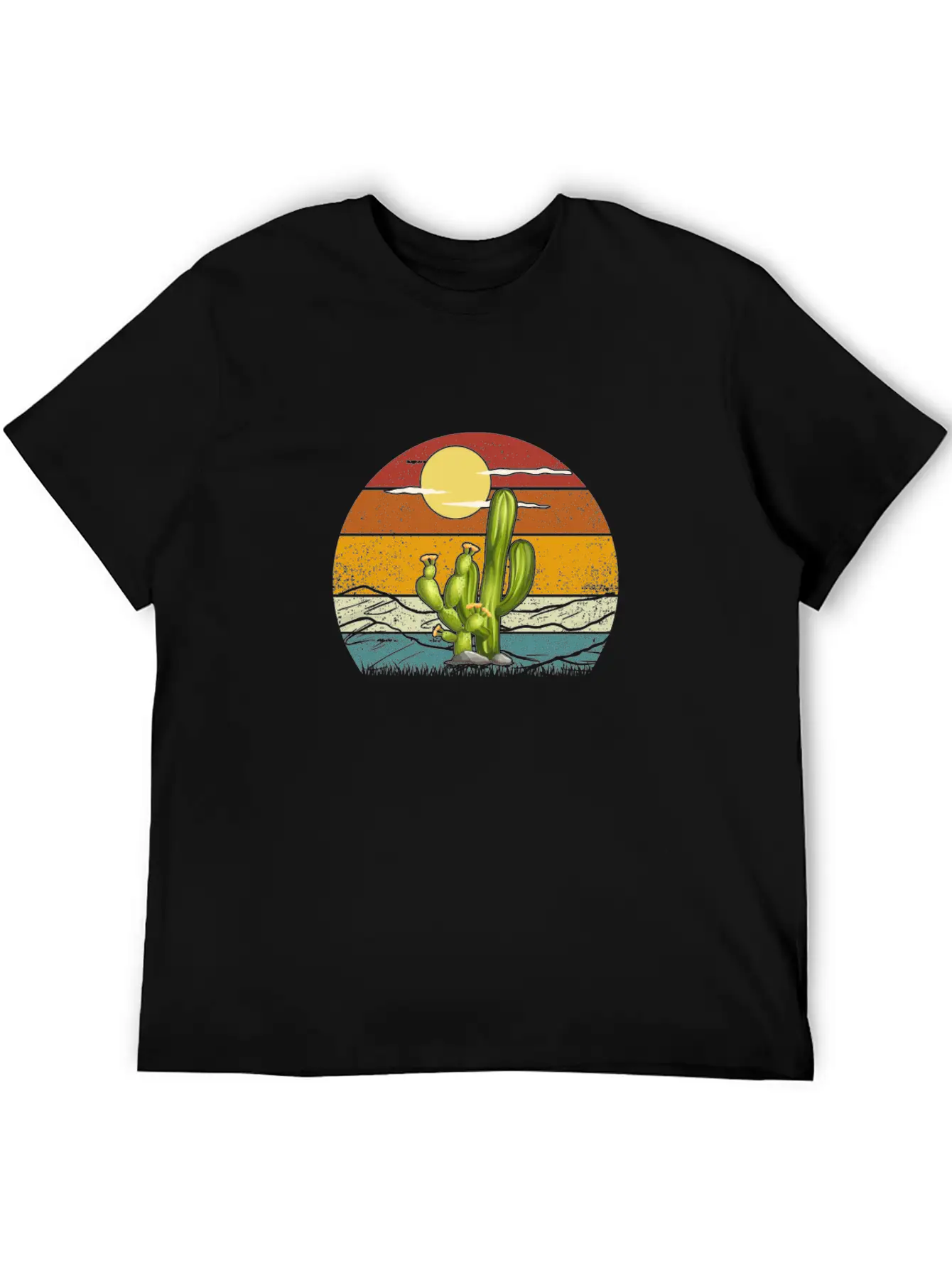 Retro Vintage Saguaro Cactus Cactus Sunset Desert Relaxed Everyday Tee – Lightweight And Durable Cotton