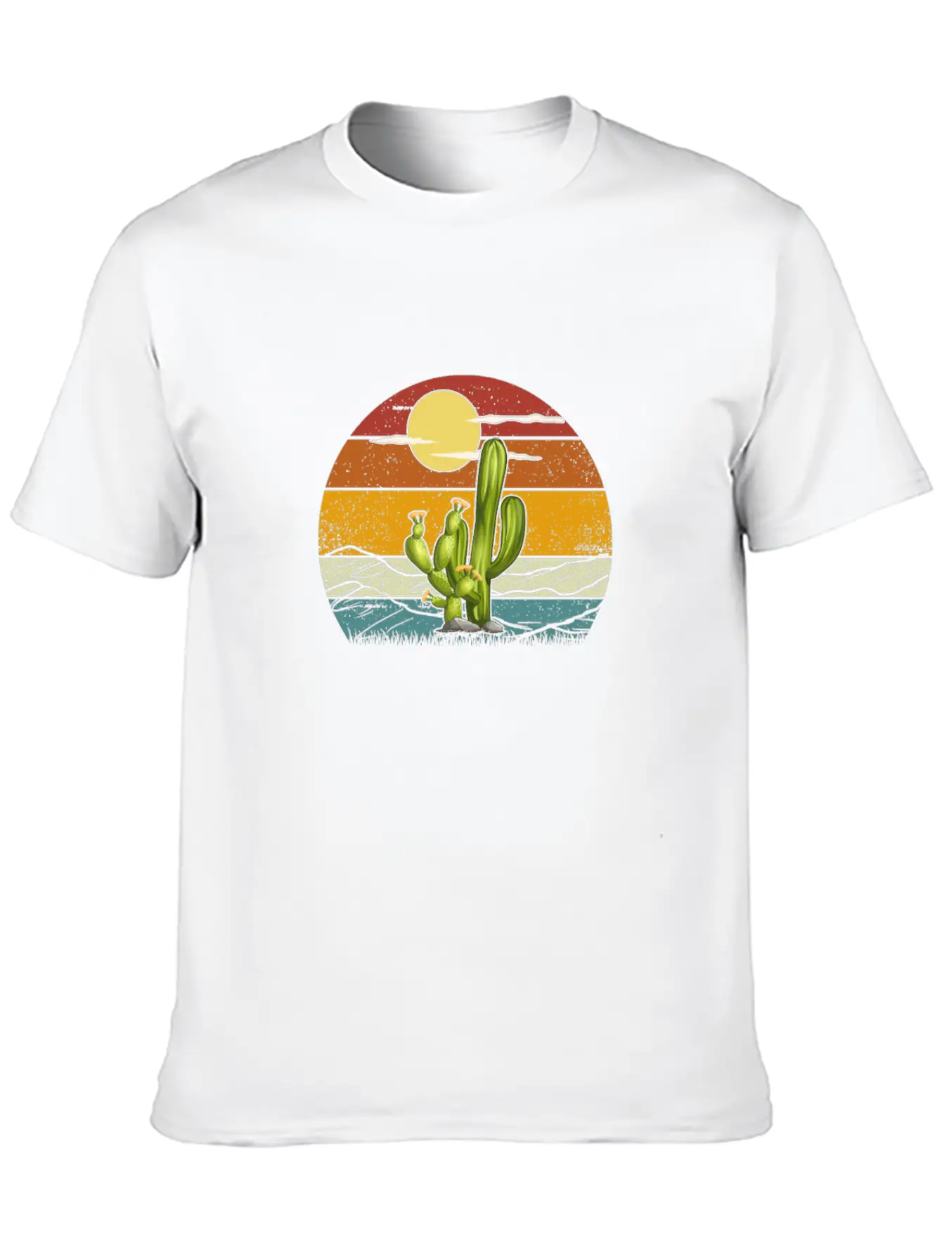Retro Vintage Saguaro Cactus Cactus Sunset Desert Relaxed Everyday Tee – Lightweight And Durable Cotton