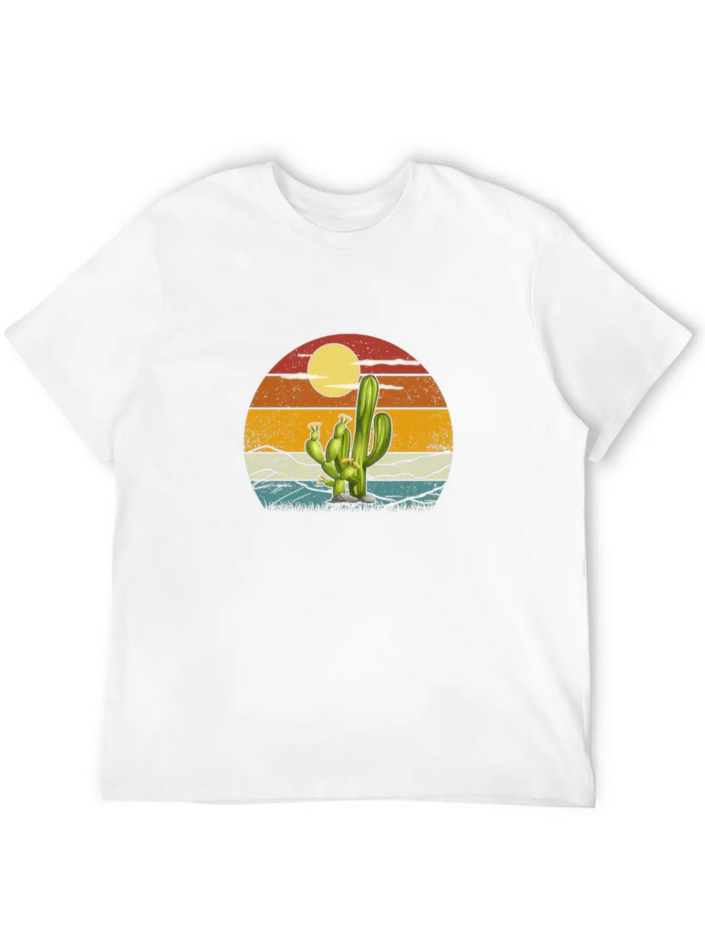 Retro Vintage Saguaro Cactus Cactus Sunset Desert Relaxed Everyday Tee – Lightweight And Durable Cotton