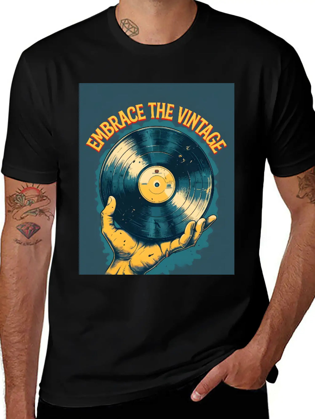 Retro Vinyl Record Held Timeless Short Sleeve Tee – Comfy And Minimalist Design