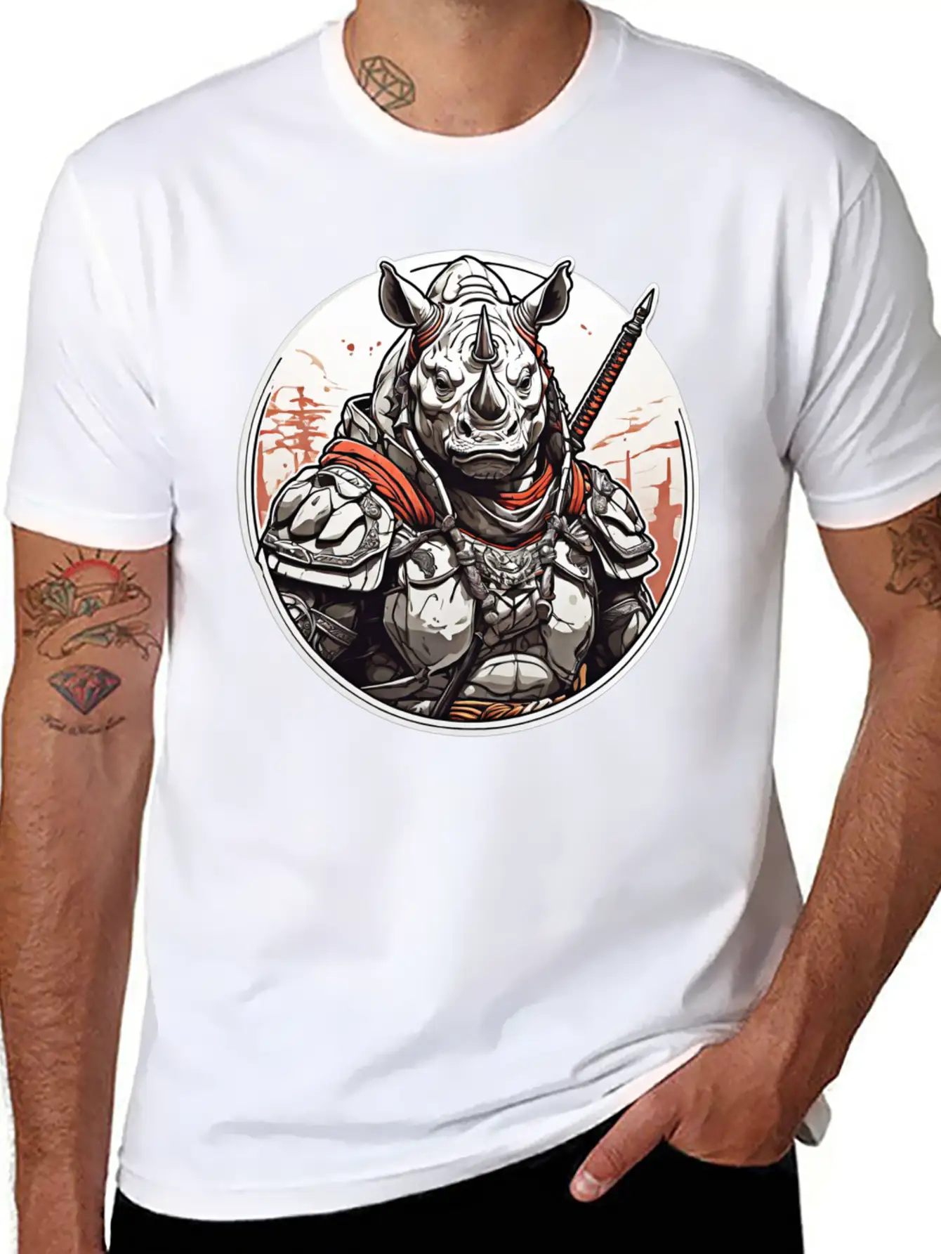 Rhino Design Clothing Apparel T-shirts Stylish Everyday T-Shirt – Unisex Basic Cotton Tee