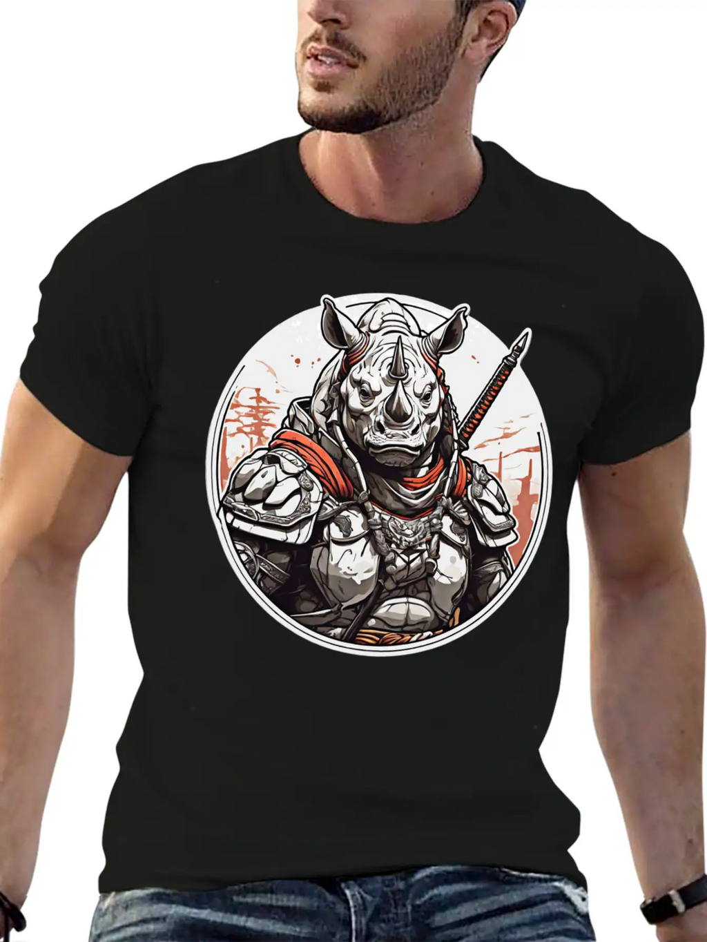 Rhino Design Clothing Apparel T-shirts Stylish Everyday T-Shirt – Unisex Basic Cotton Tee