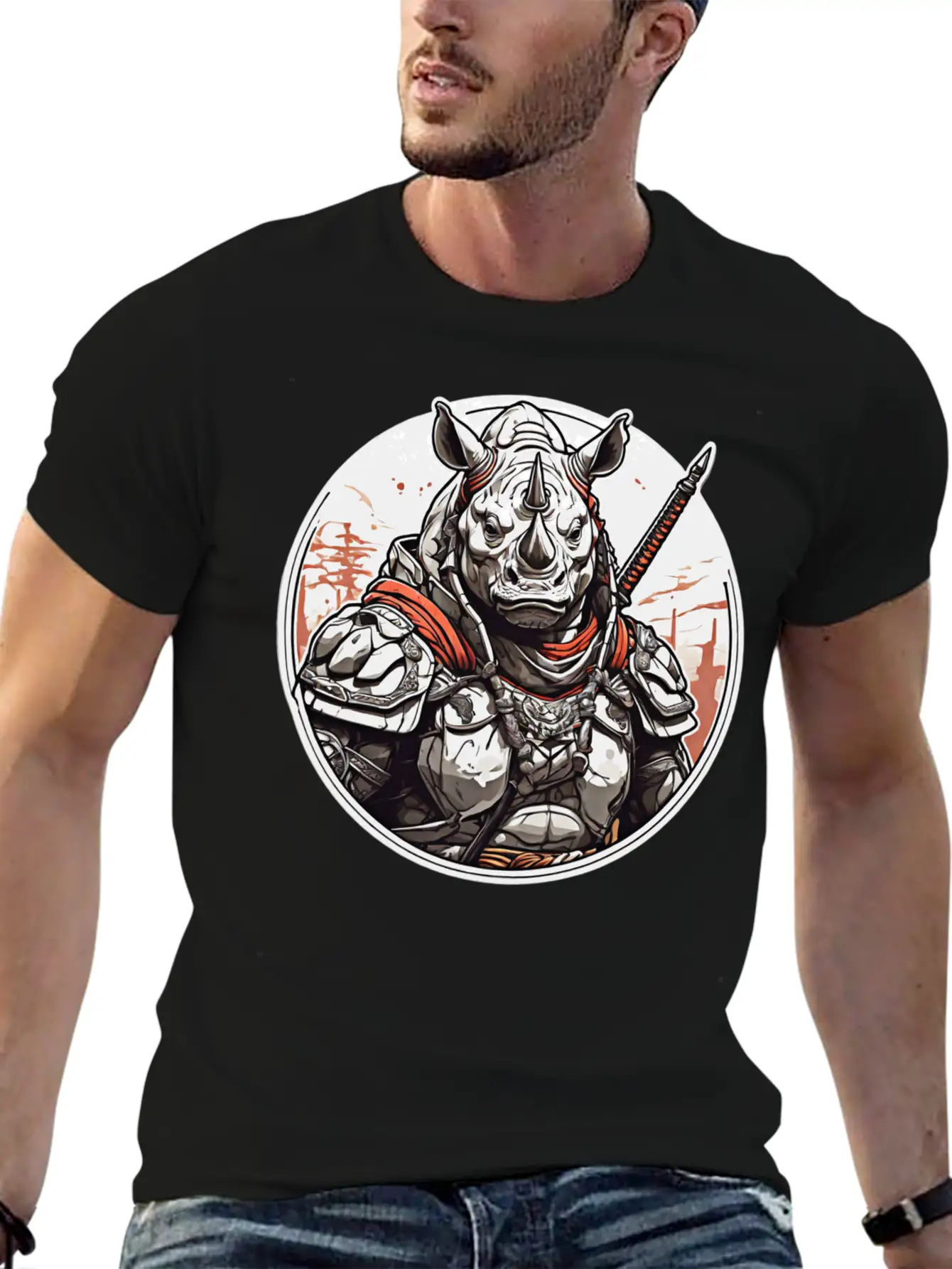 Rhino Design Clothing Apparel T-shirts Stylish Everyday T-Shirt – Unisex Basic Cotton Tee