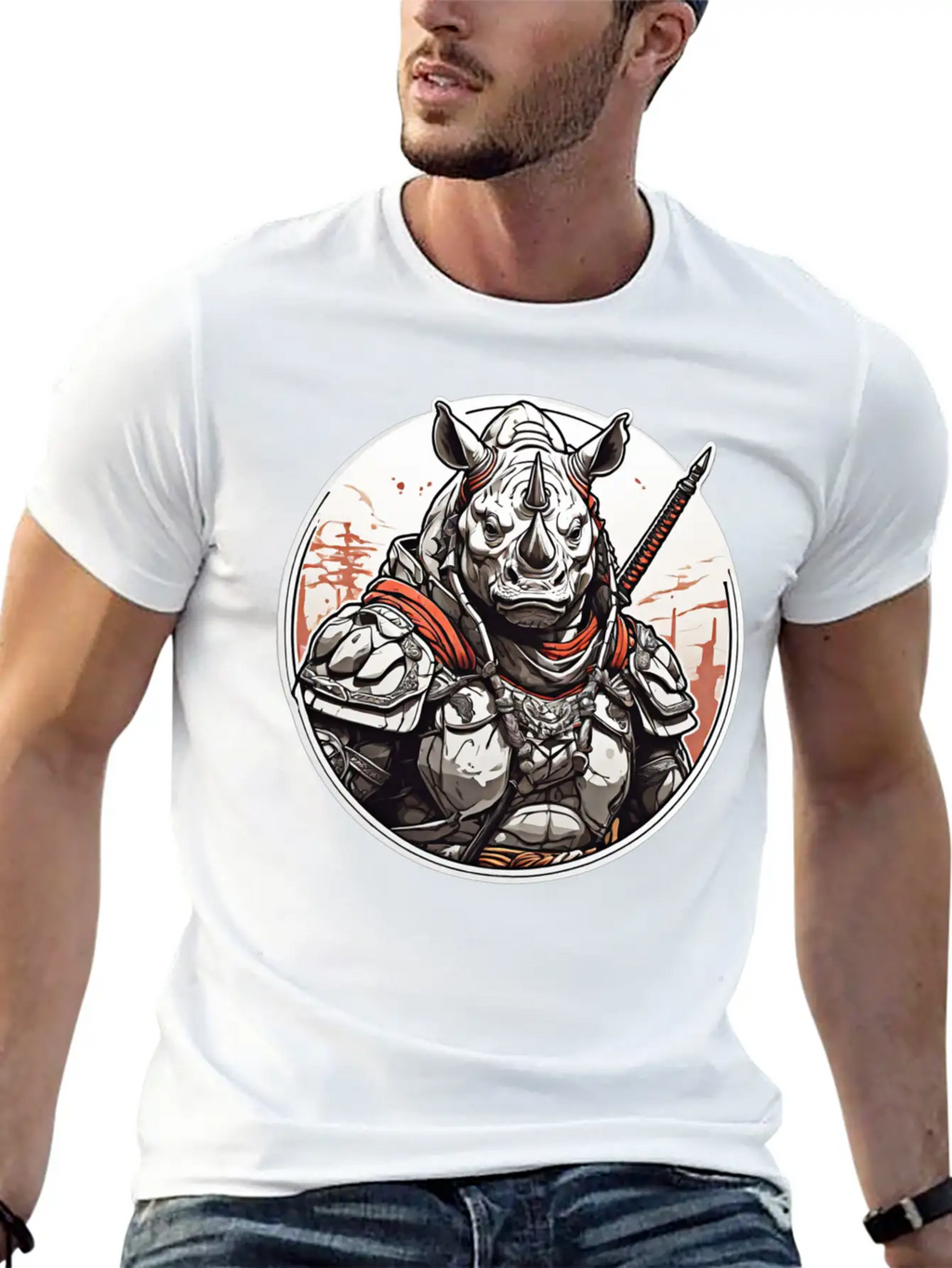 Rhino Design Clothing Apparel T-shirts Stylish Everyday T-Shirt – Unisex Basic Cotton Tee
