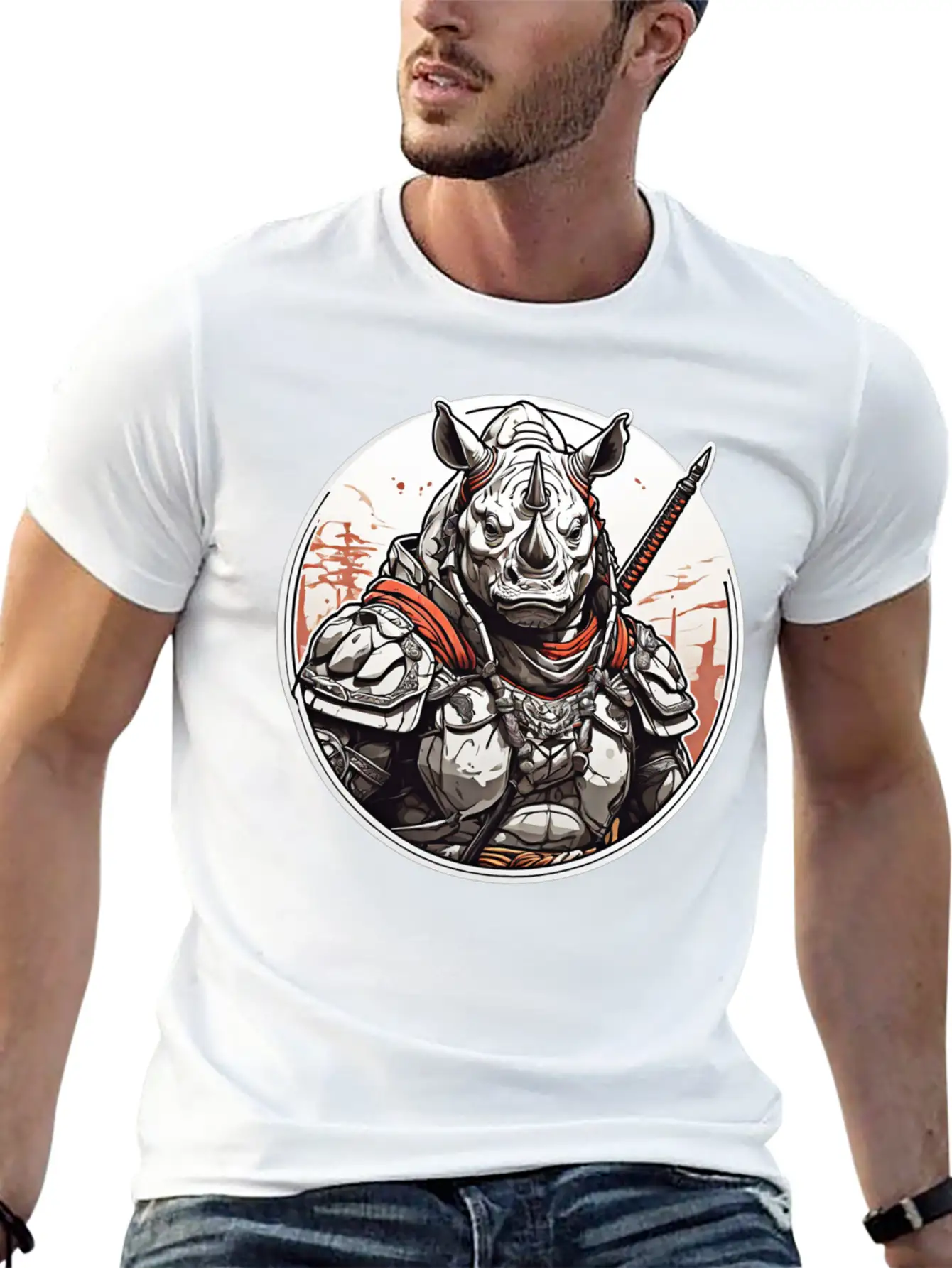 Rhino Design Clothing Apparel T-shirts Stylish Everyday T-Shirt – Unisex Basic Cotton Tee