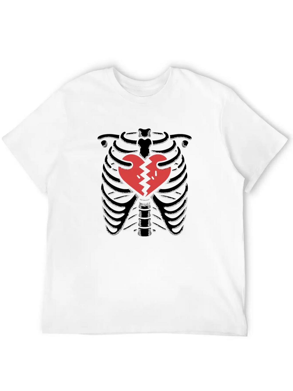 Rib Cage With Broken Heart Horror Design Basic Graphic T-Shirt – Daily Comfort In Soft Cotton