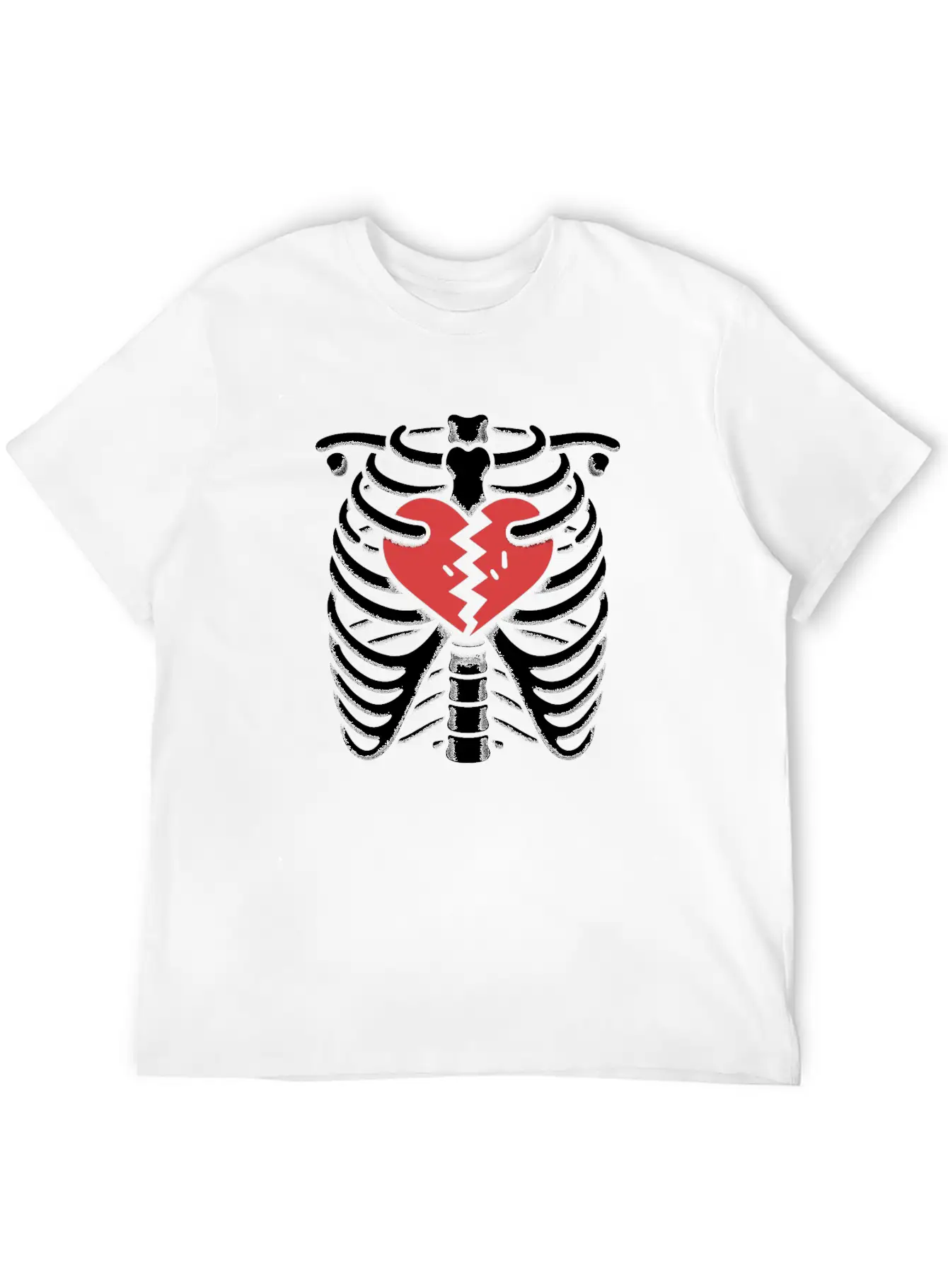 Rib Cage With Broken Heart Horror Design Basic Graphic T-Shirt – Daily Comfort In Soft Cotton
