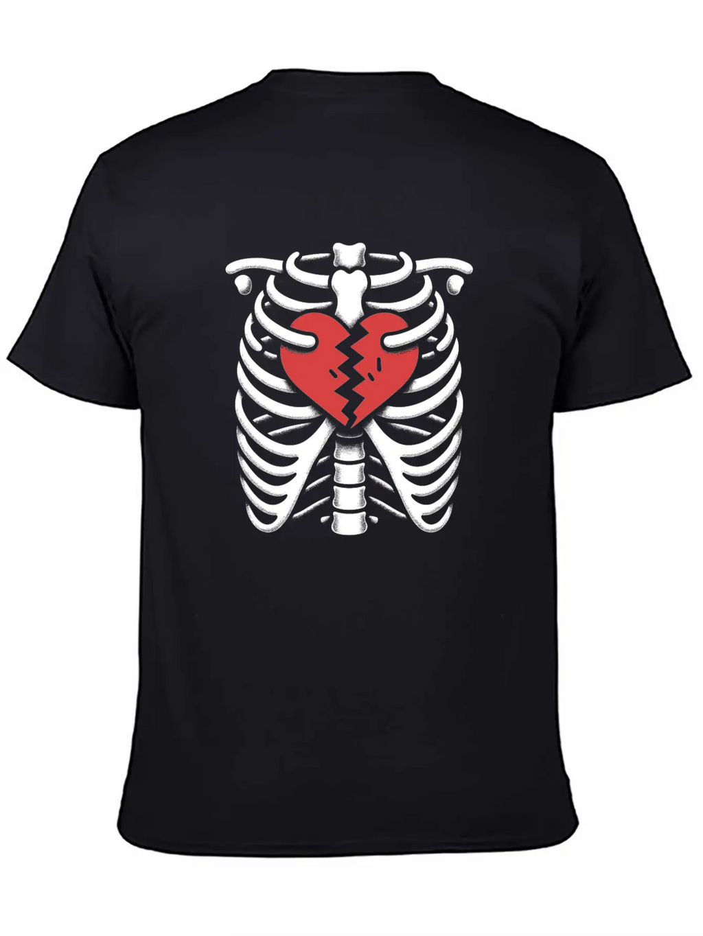 Rib Cage With Broken Heart Horror Design Basic Graphic T-Shirt – Daily Comfort In Soft Cotton