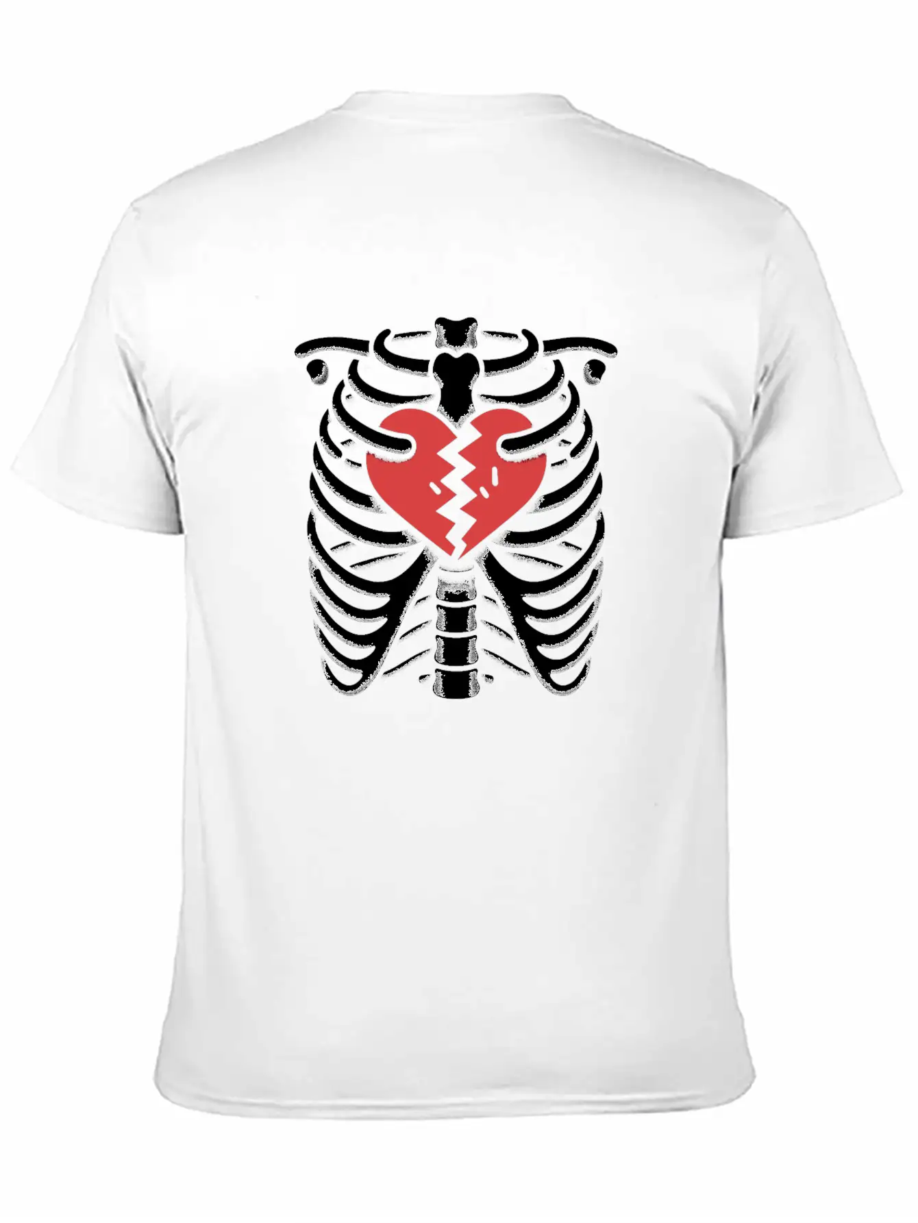 Rib Cage With Broken Heart Horror Design Basic Graphic T-Shirt – Daily Comfort In Soft Cotton