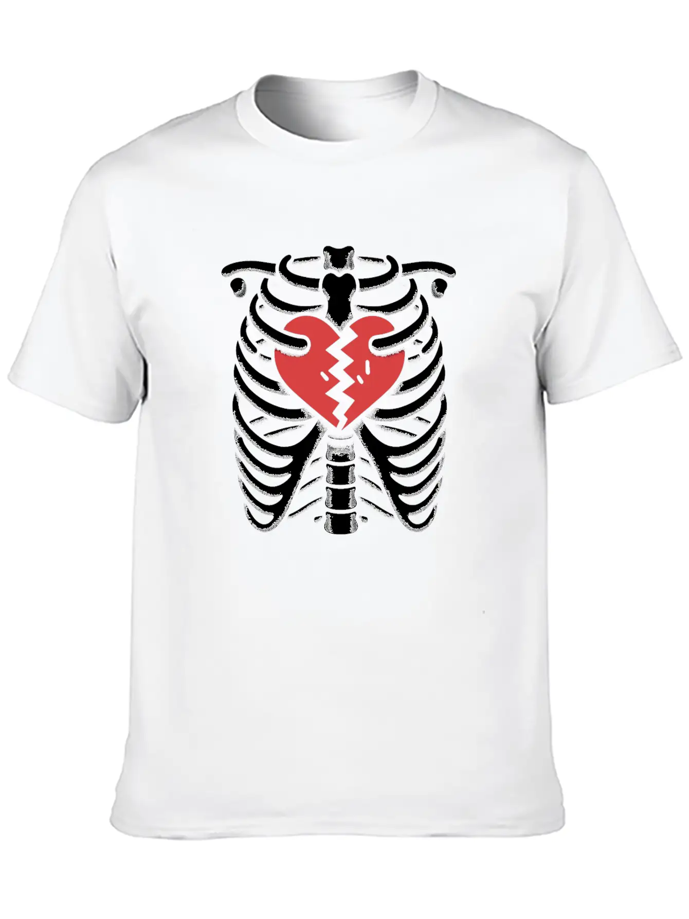 Rib Cage With Broken Heart Horror Design Basic Graphic T-Shirt – Daily Comfort In Soft Cotton