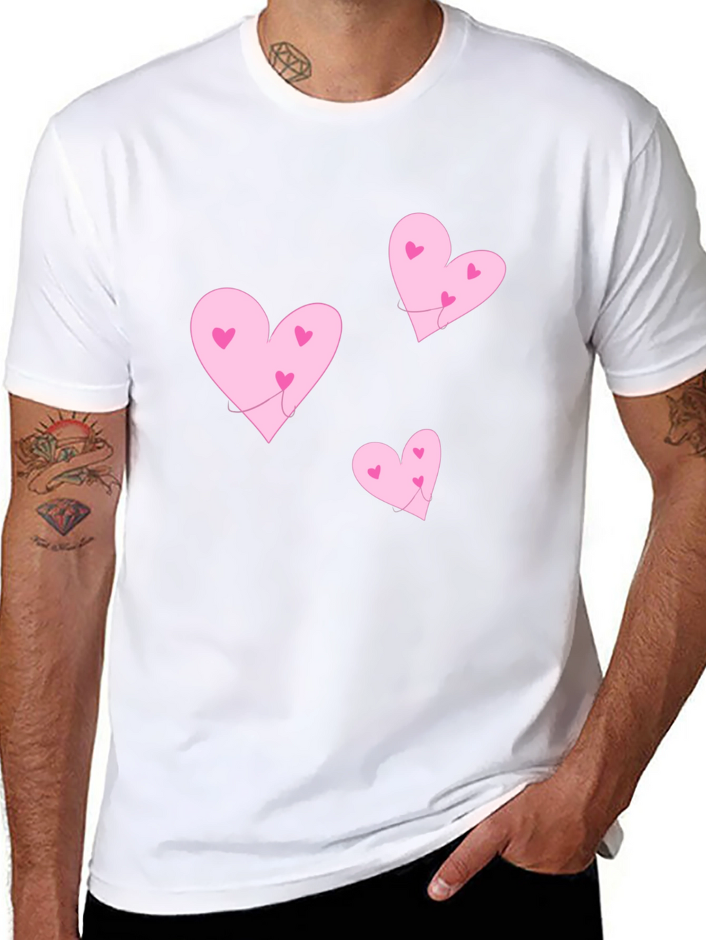 Hearts T-Shirt - Black Crew Neck
