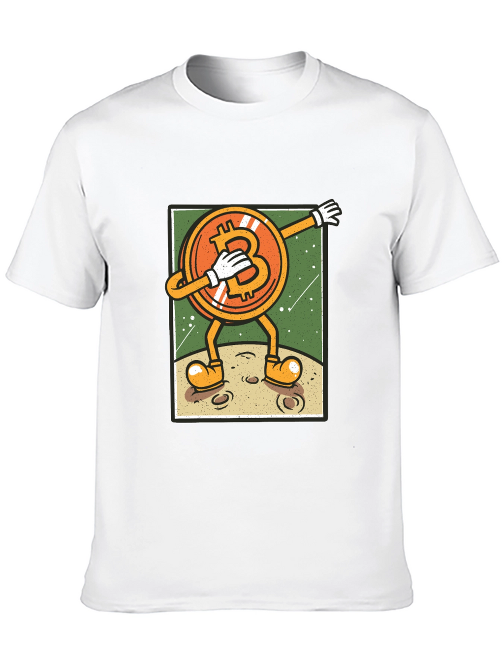Bitcoin Dabbing to the Moon Graphic Tee