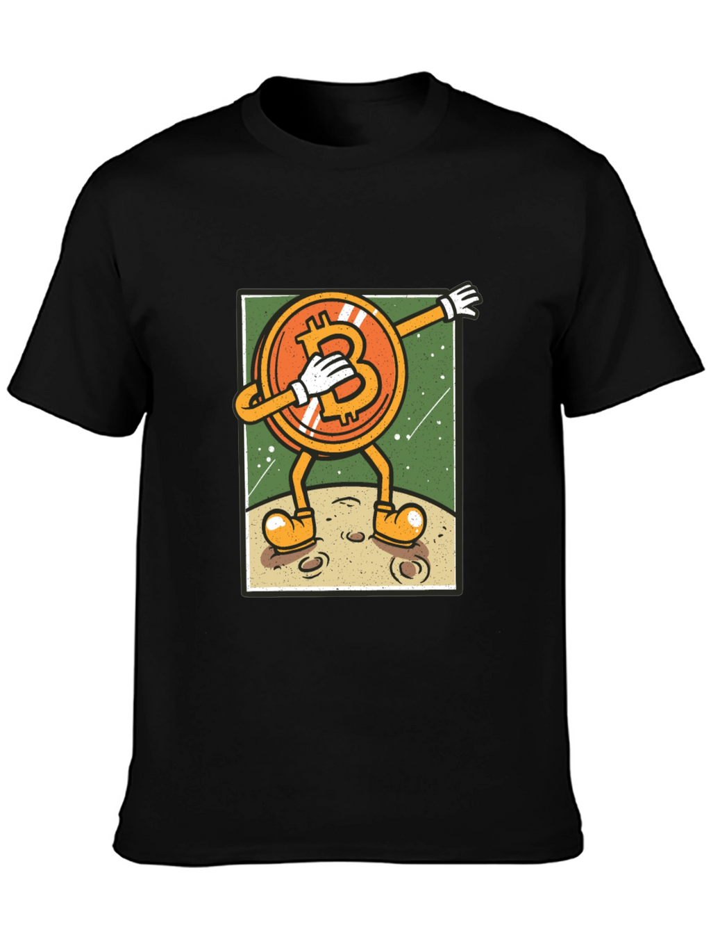 Bitcoin Dabbing to the Moon Graphic Tee