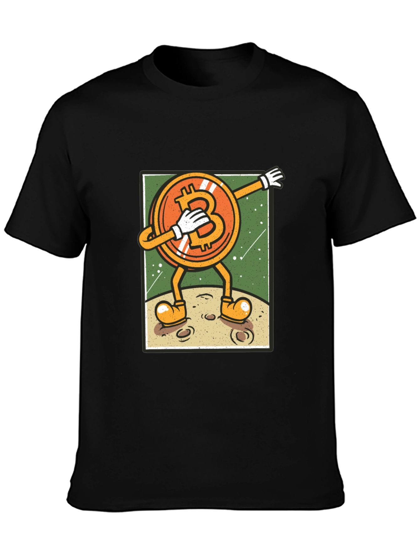 Bitcoin Dabbing to the Moon Graphic Tee