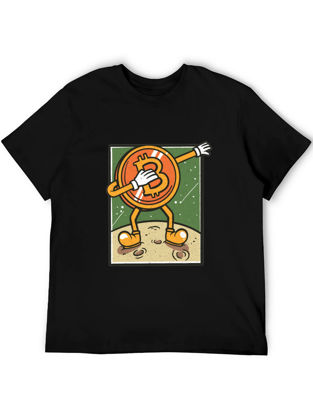 Bitcoin Dabbing to the Moon Graphic Tee