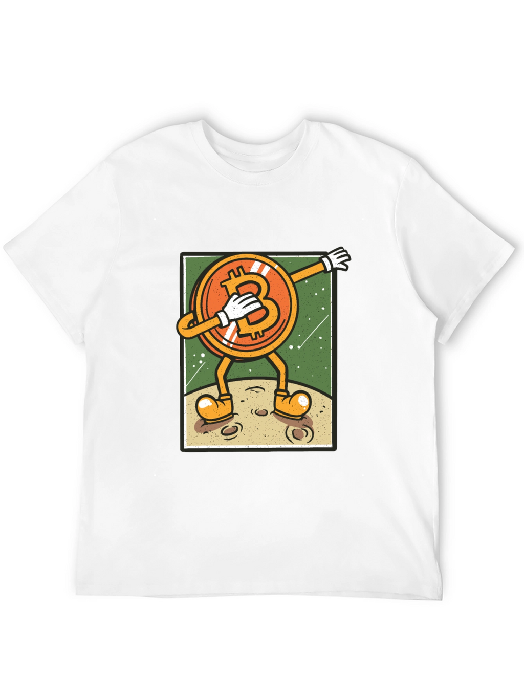 Bitcoin Dabbing to the Moon Graphic Tee