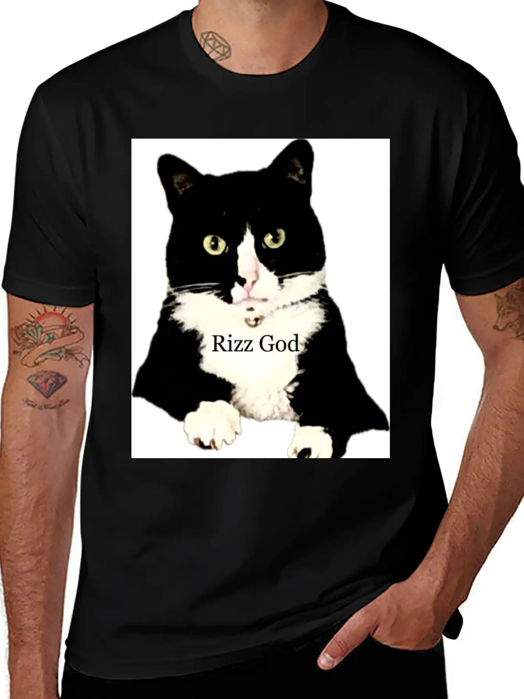 Rizz God Tuxedo Cat Basic Graphic T-Shirt – Daily Comfort In Soft Cotton