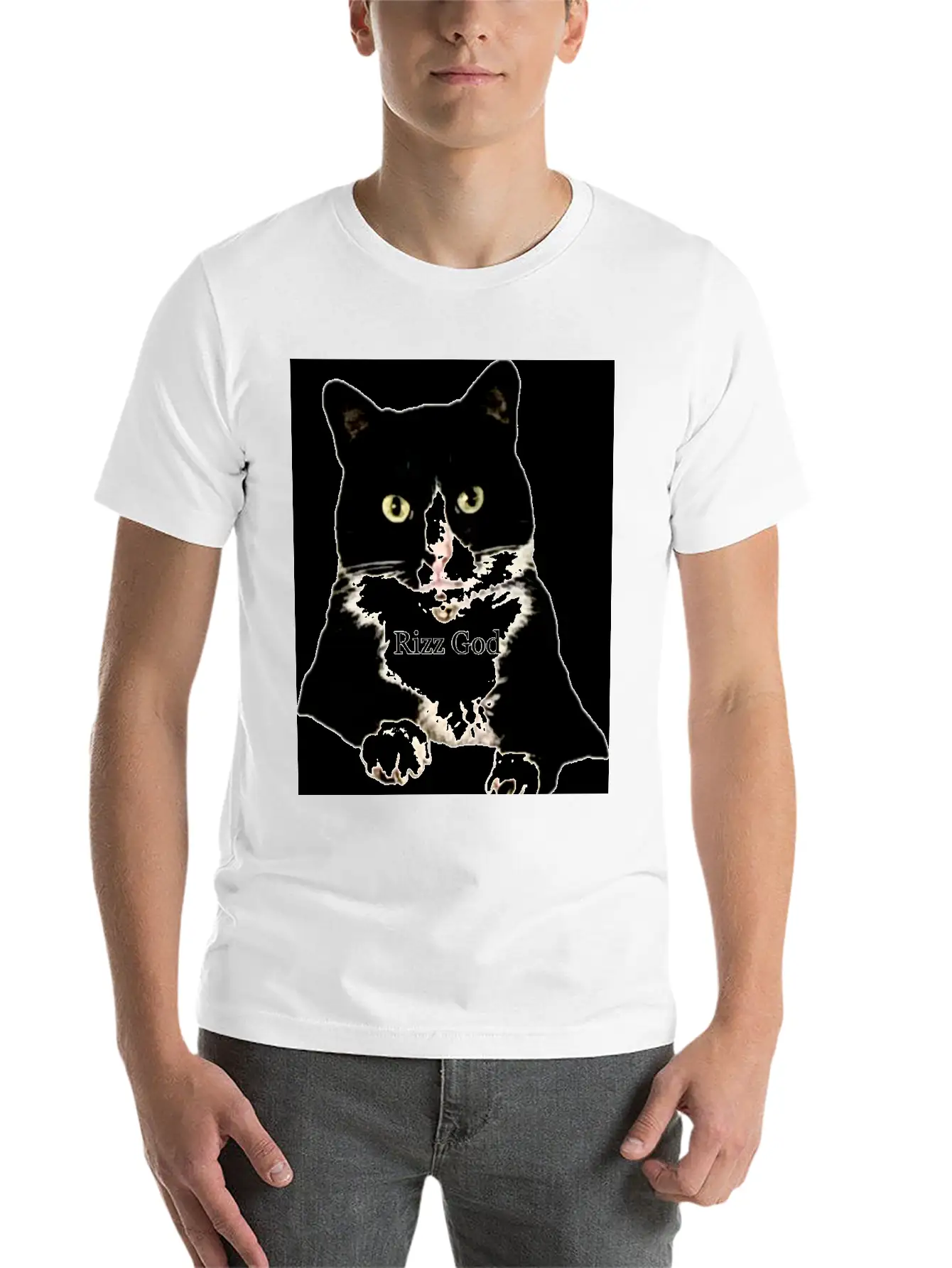 Rizz God Tuxedo Cat Basic Graphic T-Shirt – Daily Comfort In Soft Cotton
