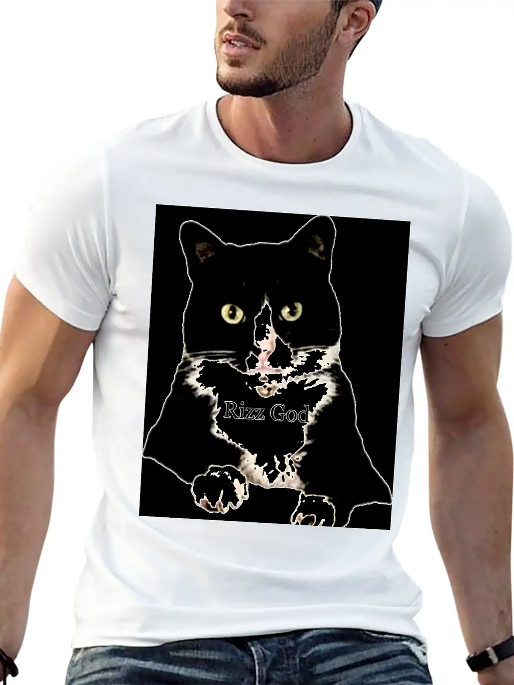 Rizz God Tuxedo Cat Basic Graphic T-Shirt – Daily Comfort In Soft Cotton